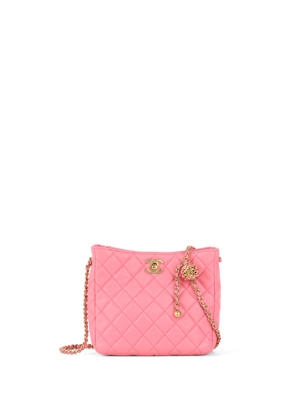 Chanel Pink Lambskin Hobo Chain Bag