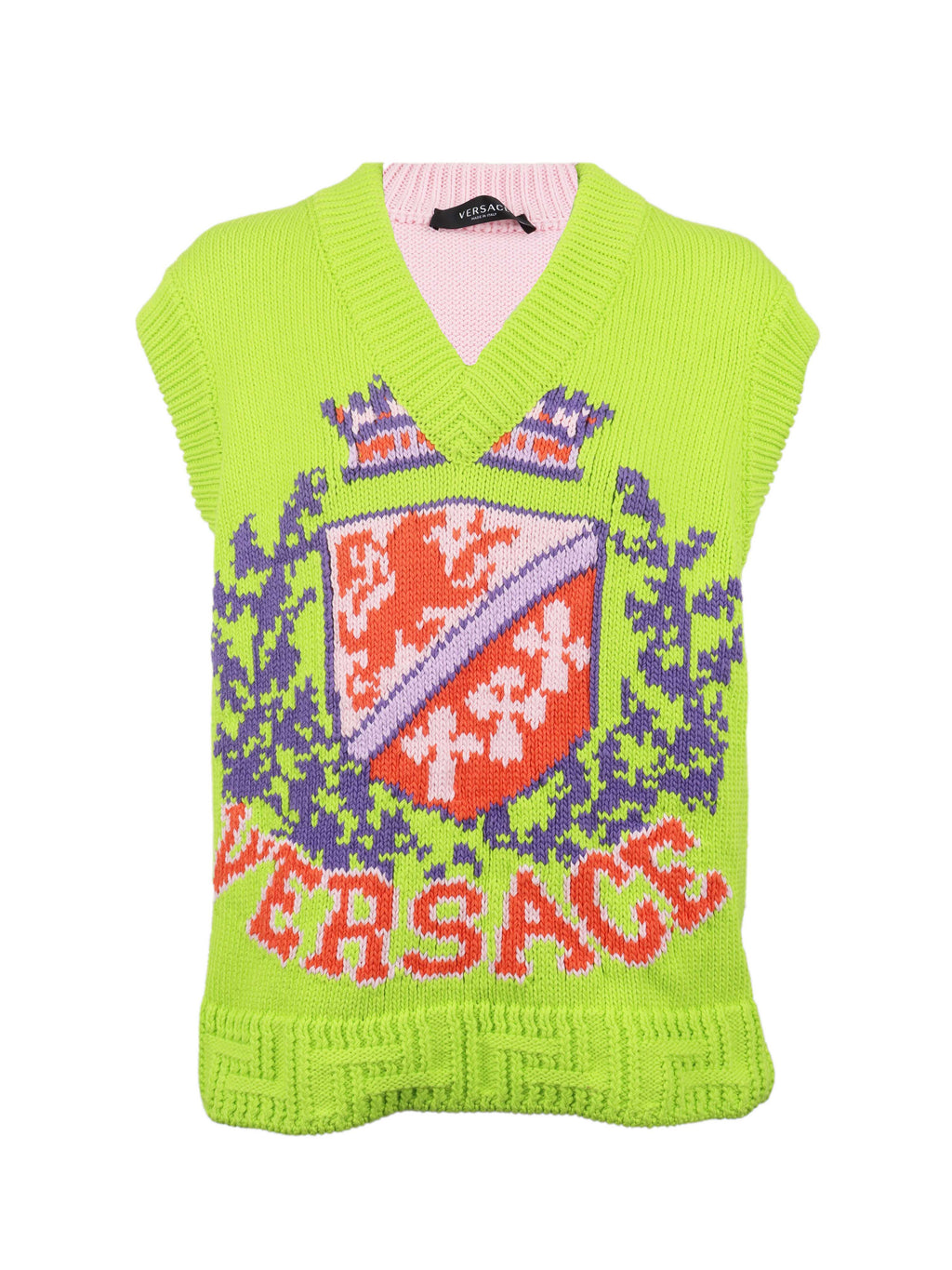 Versace Green & Pink Knit Vest.
