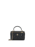 Chanel Black Lambskin Vanity Case with Handle LGHW