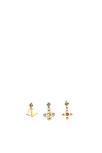 Louis Vuitton Love Letters Crystals Two Tone Metal Set of 3 Earrings