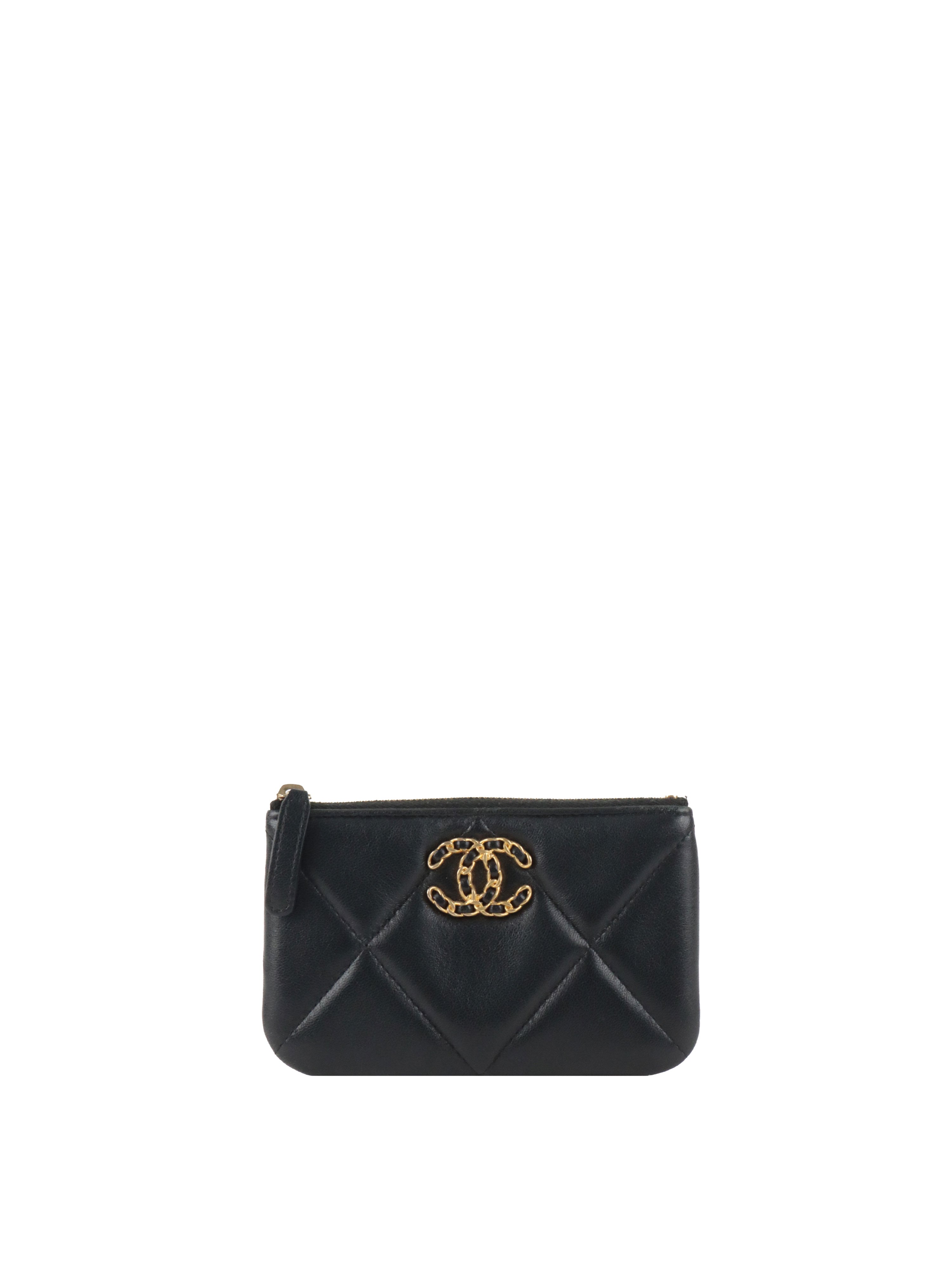 Chanel 19 Quilted Black Zipped Lambskin Coin Purse