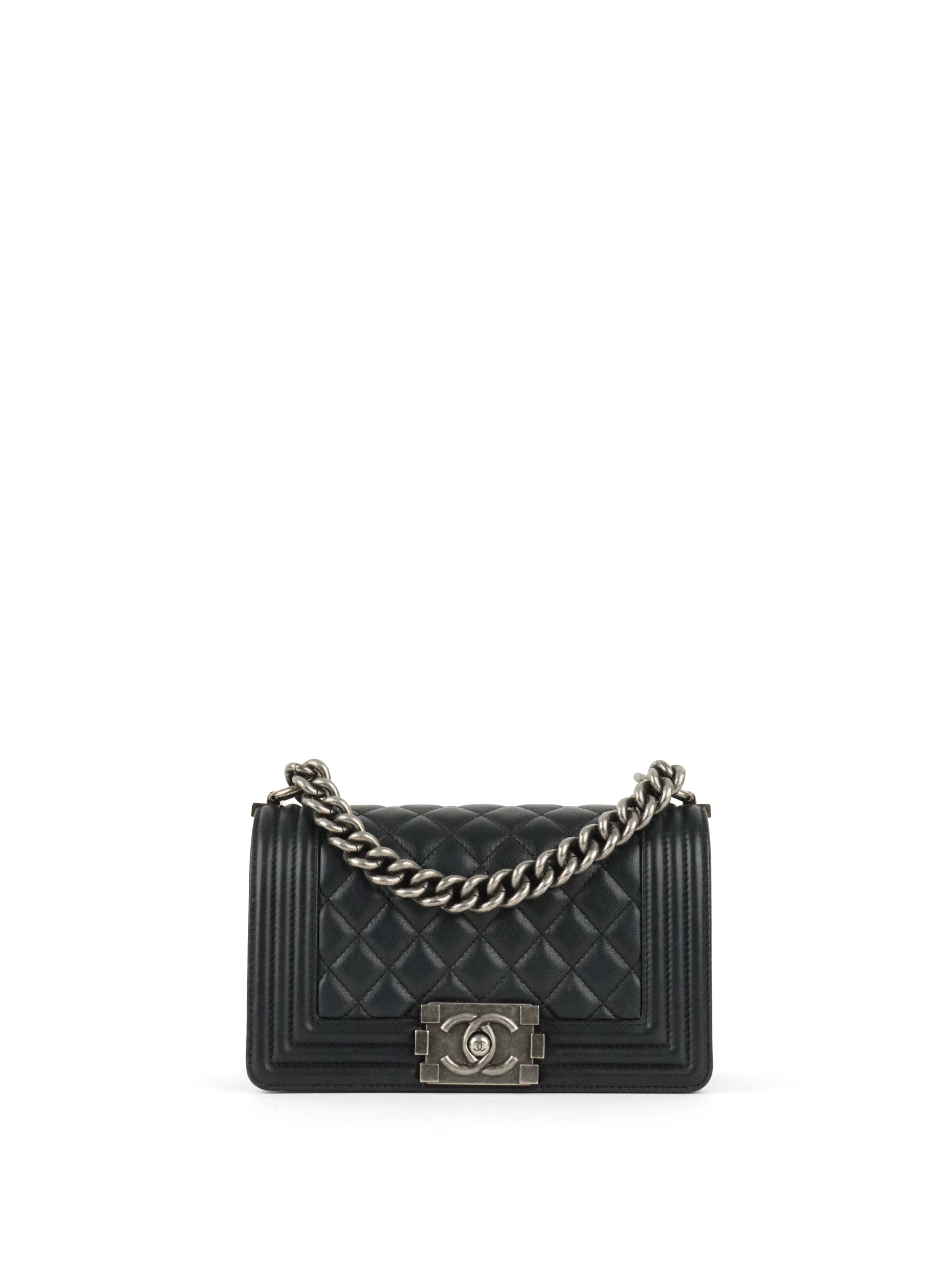 Chanel Black Caviar Boy Wallet On Chain GHW