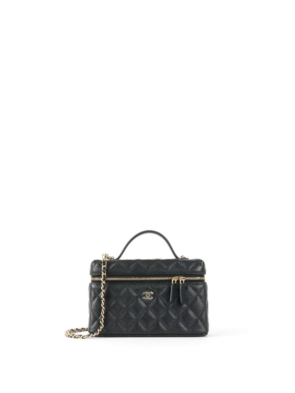 Chanel Black Caviar Classic Vanity With Chain