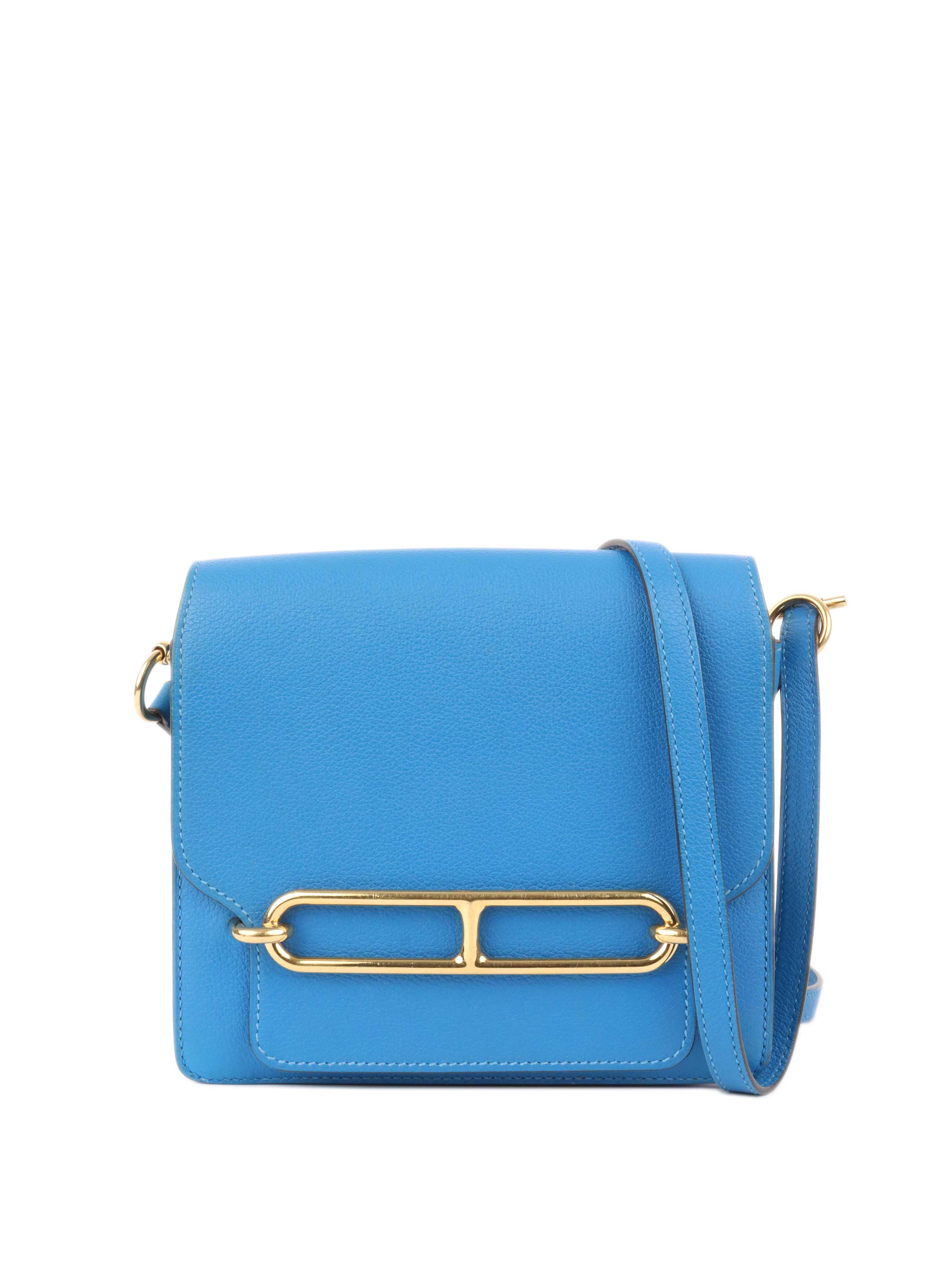 Hermes Mini Roulis Bag in Bleu Hydra GHW.