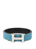 Hermes Bleu Jean/Noir Leather H Belt.