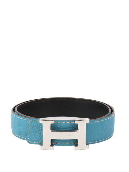 Hermes Bleu Jean/Noir Leather H Belt. – Votre Luxe display picture 1