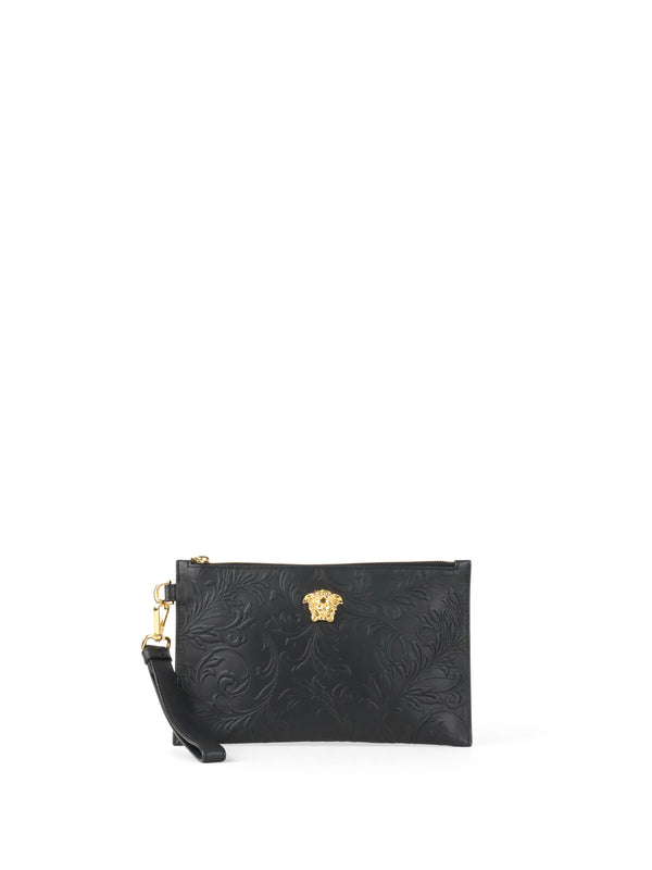 Versace Black Medusa Floral Clutch