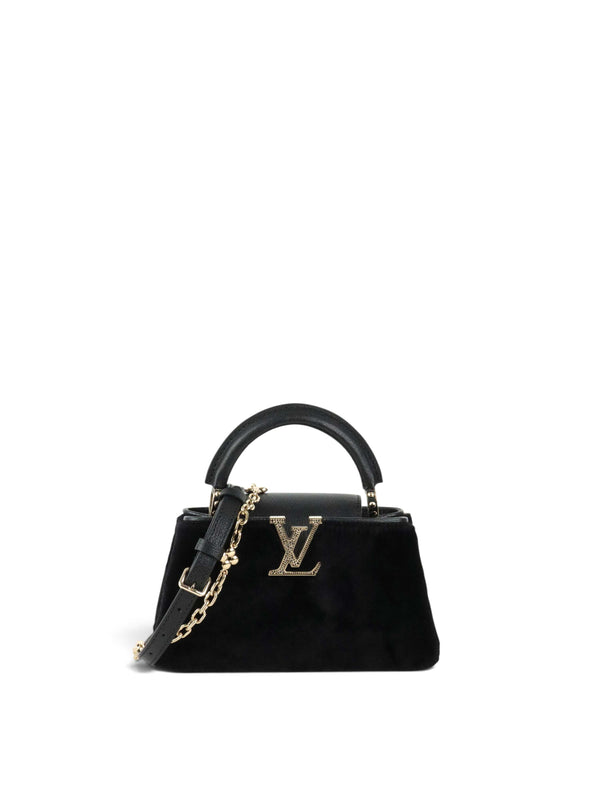 Louis Vuitton Black Sherling Mini East West Capucines