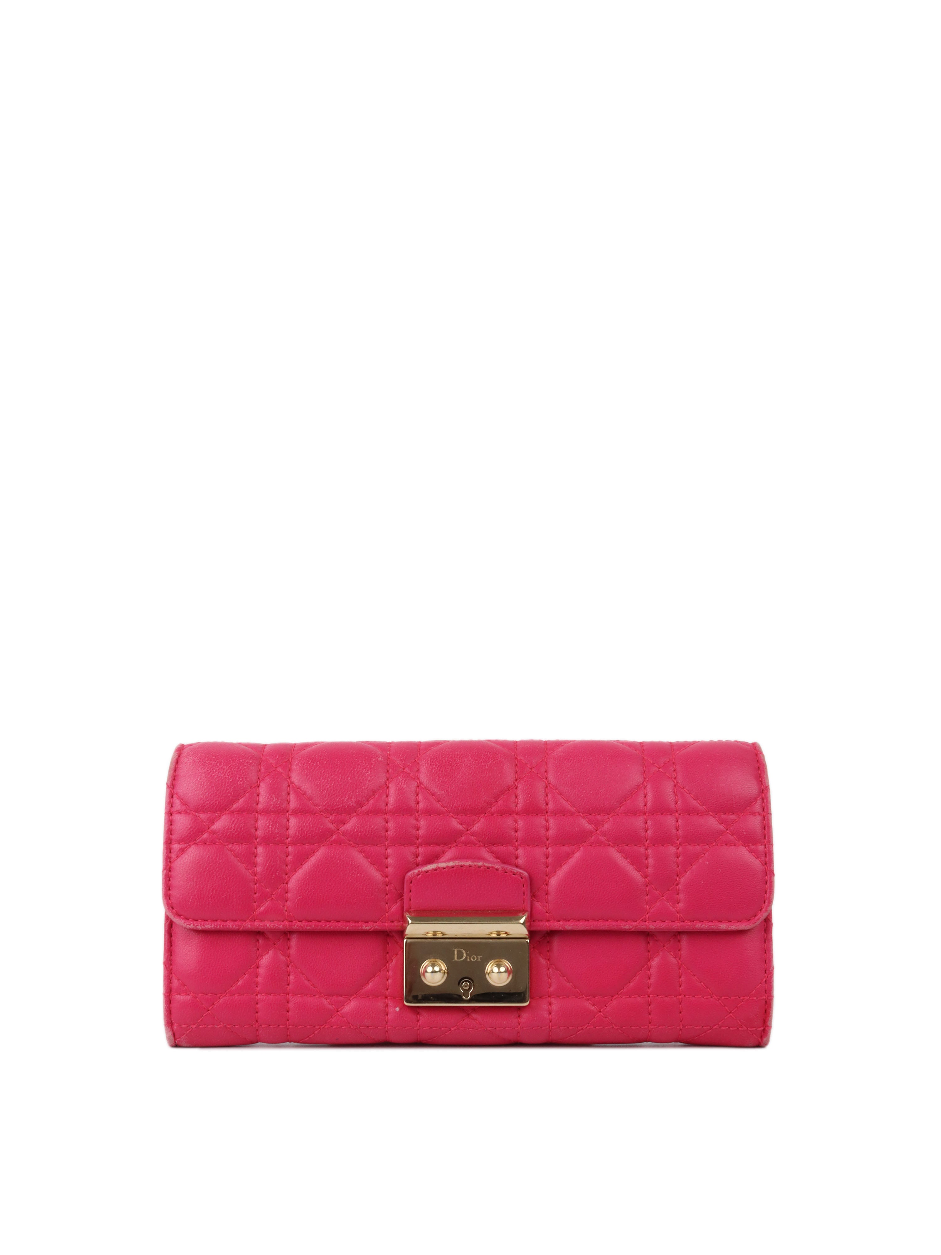 Pink Quilted Dior Long Wallet.