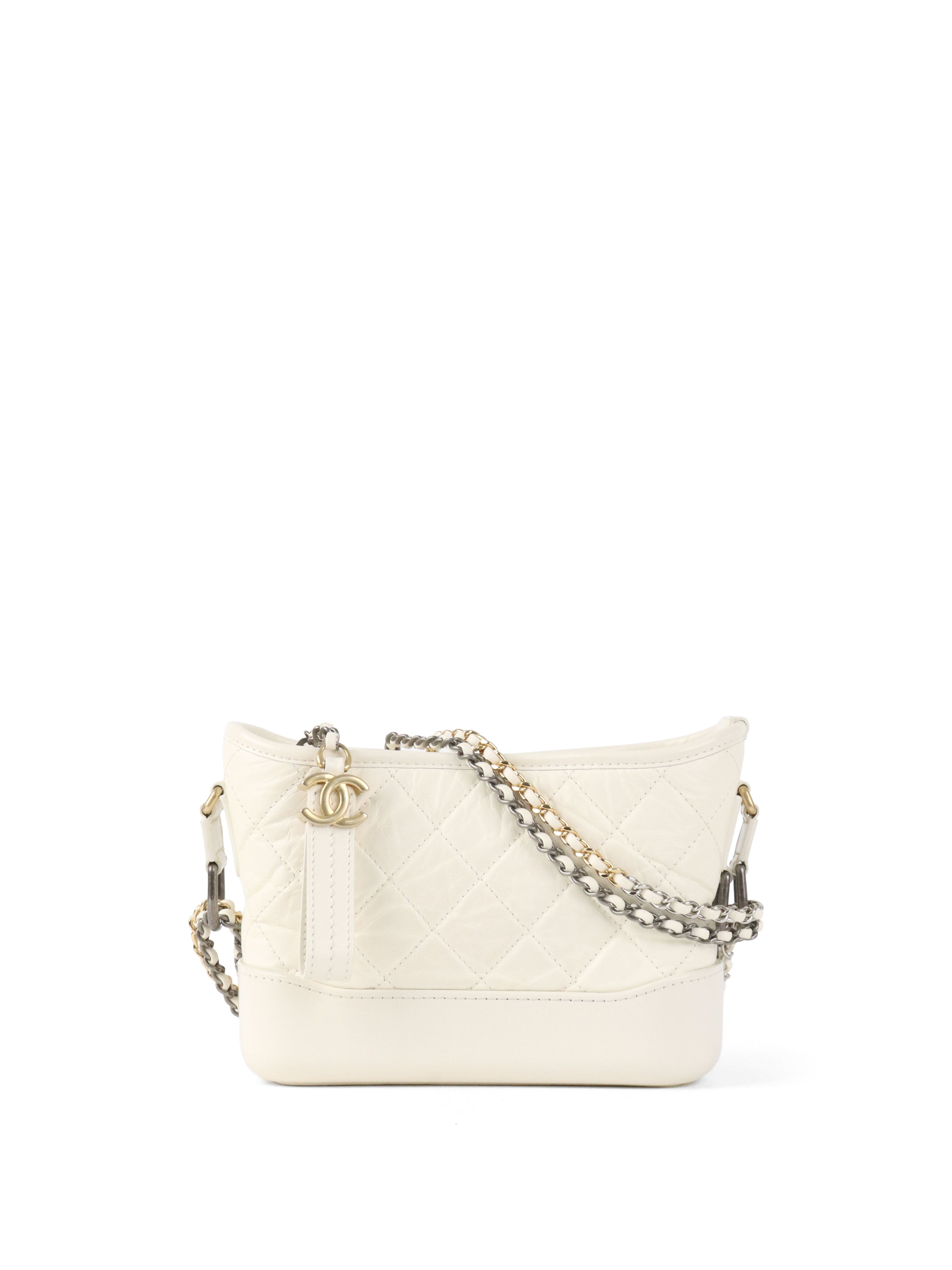 Chanel Small All White Aged Calfskin Gabrielle Bag