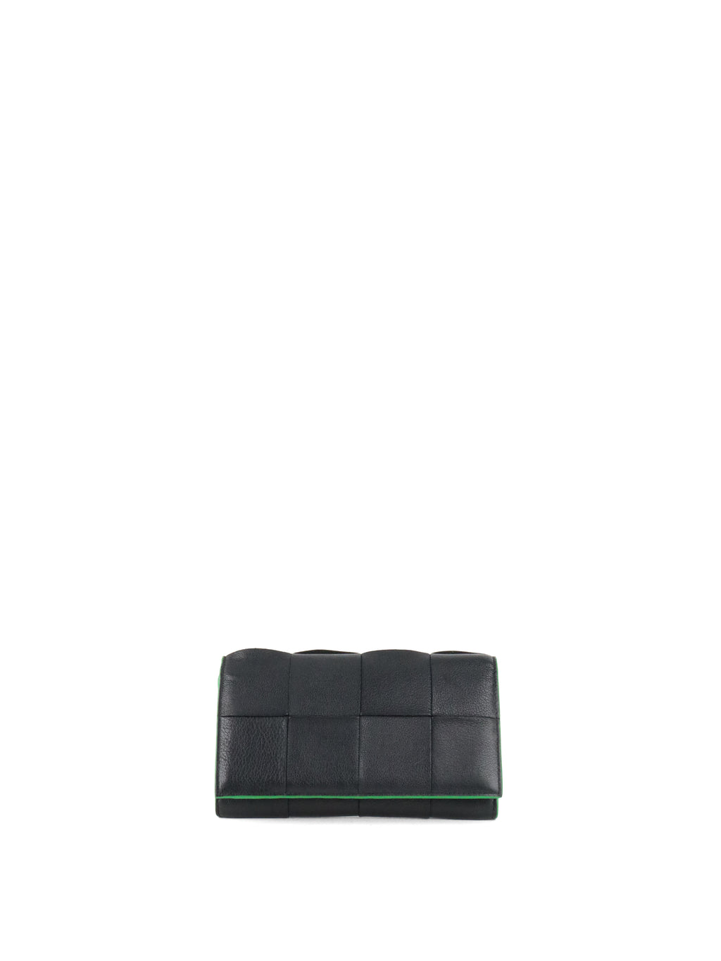 Bottega Veneta Black & Green Long Flap Cassette Wallet