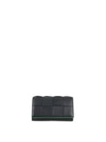 Bottega Veneta Black & Green Long Flap Cassette Wallet