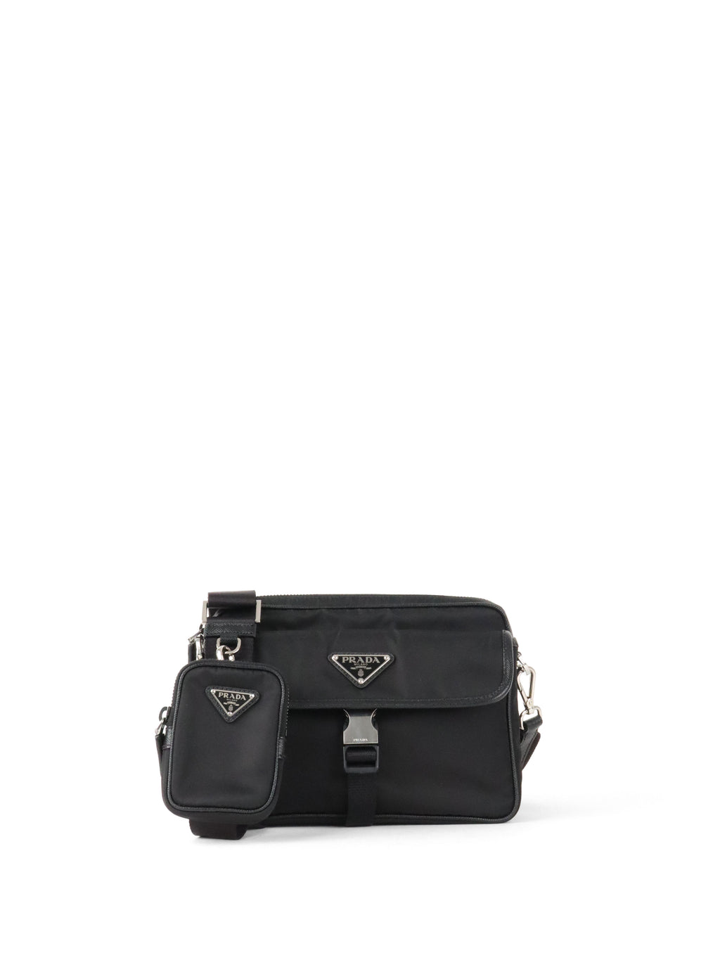 Prada Black Re-Nylon and Saffiano Leather Shoulder bag