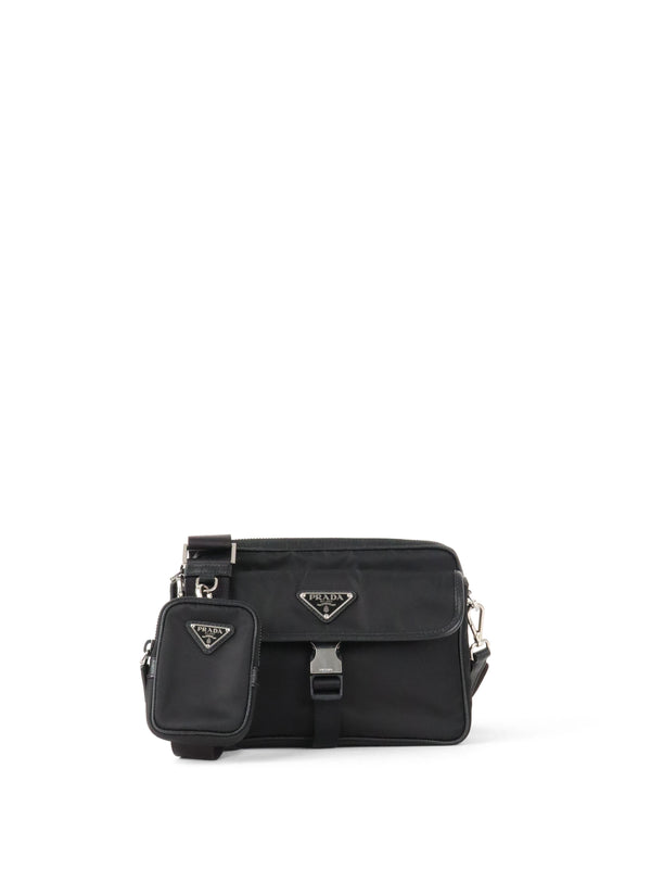 Prada Black Re-Nylon and Saffiano Leather Shoulder bag