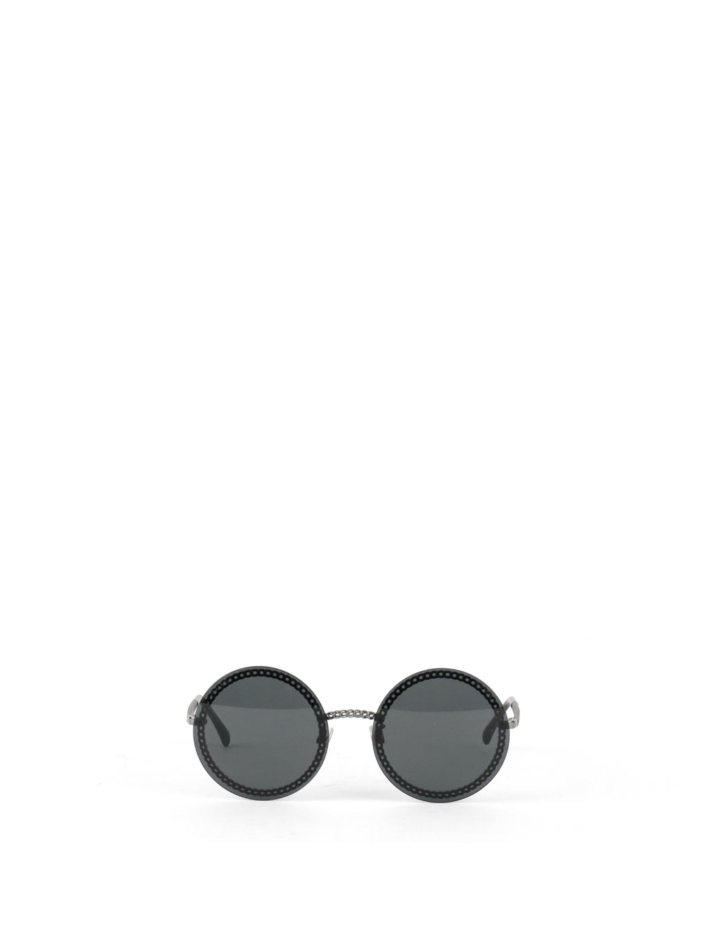 Chanel Silver/Black Chain Round Sunglasses