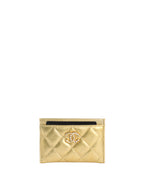 Chanel Gold Metallic with Pearl CC logo Card holder.
