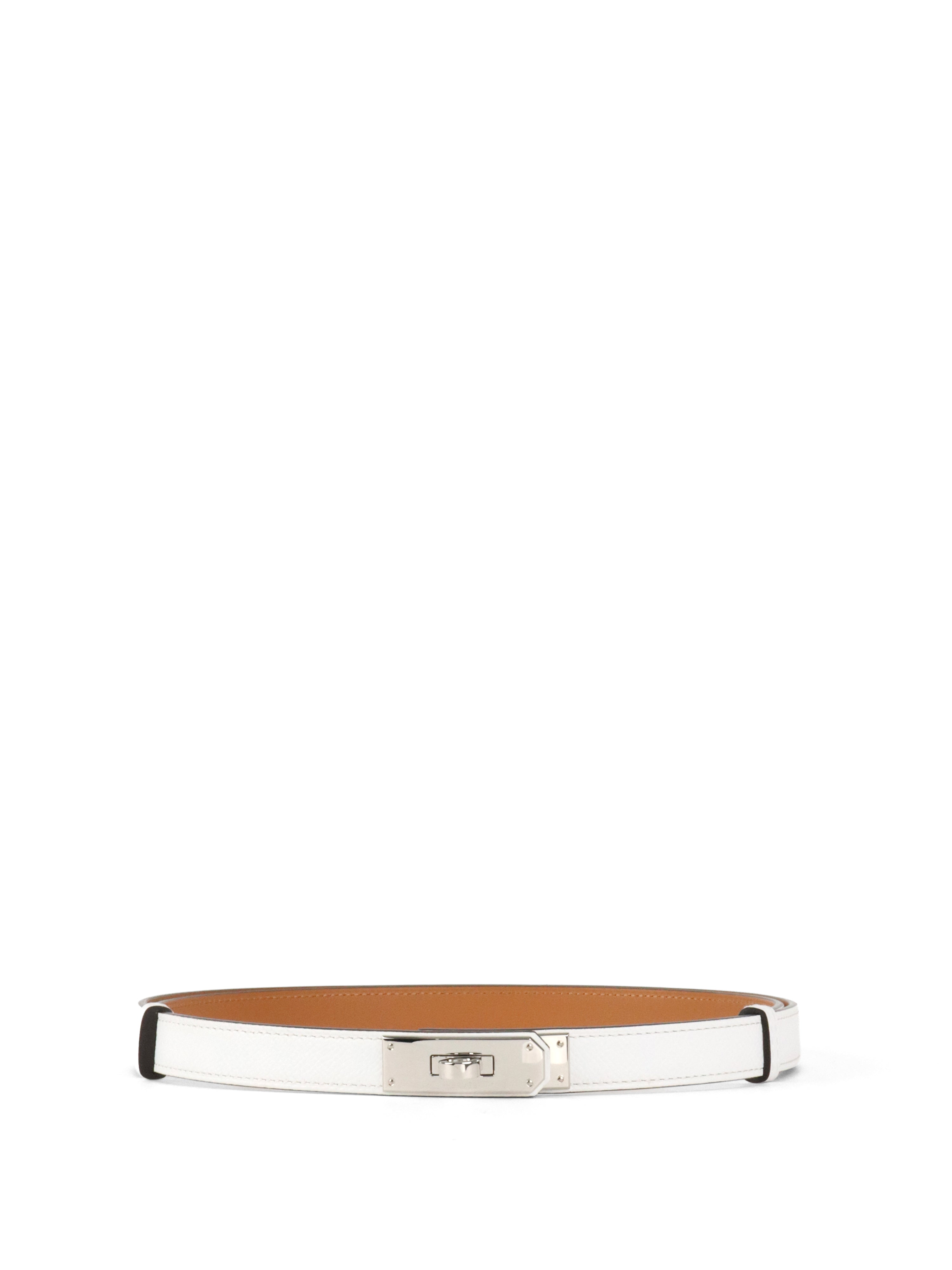 Hermes Kelly 18 Belt White SHW