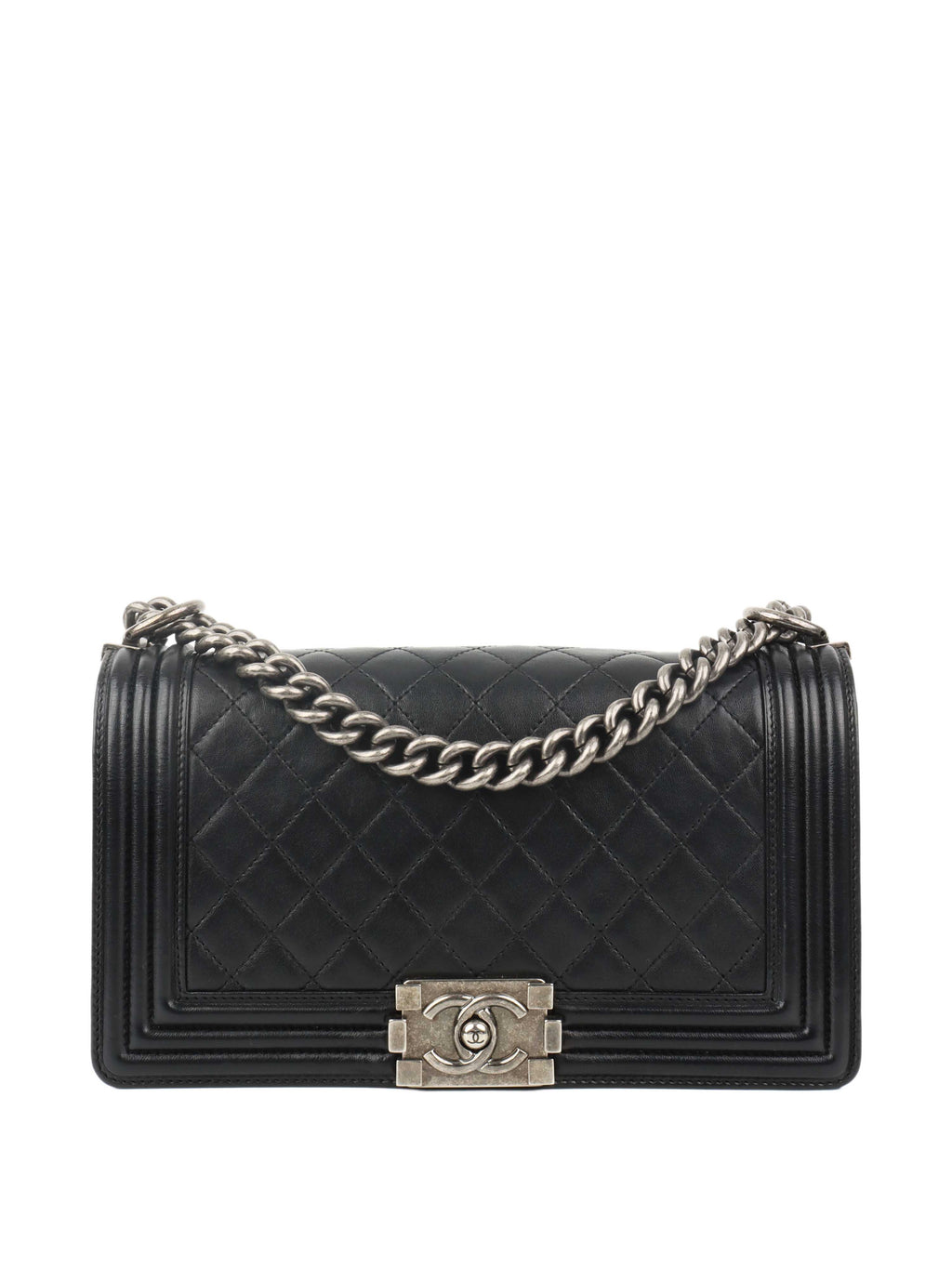 Chanel Black Medium Lambskin Boy Bag.