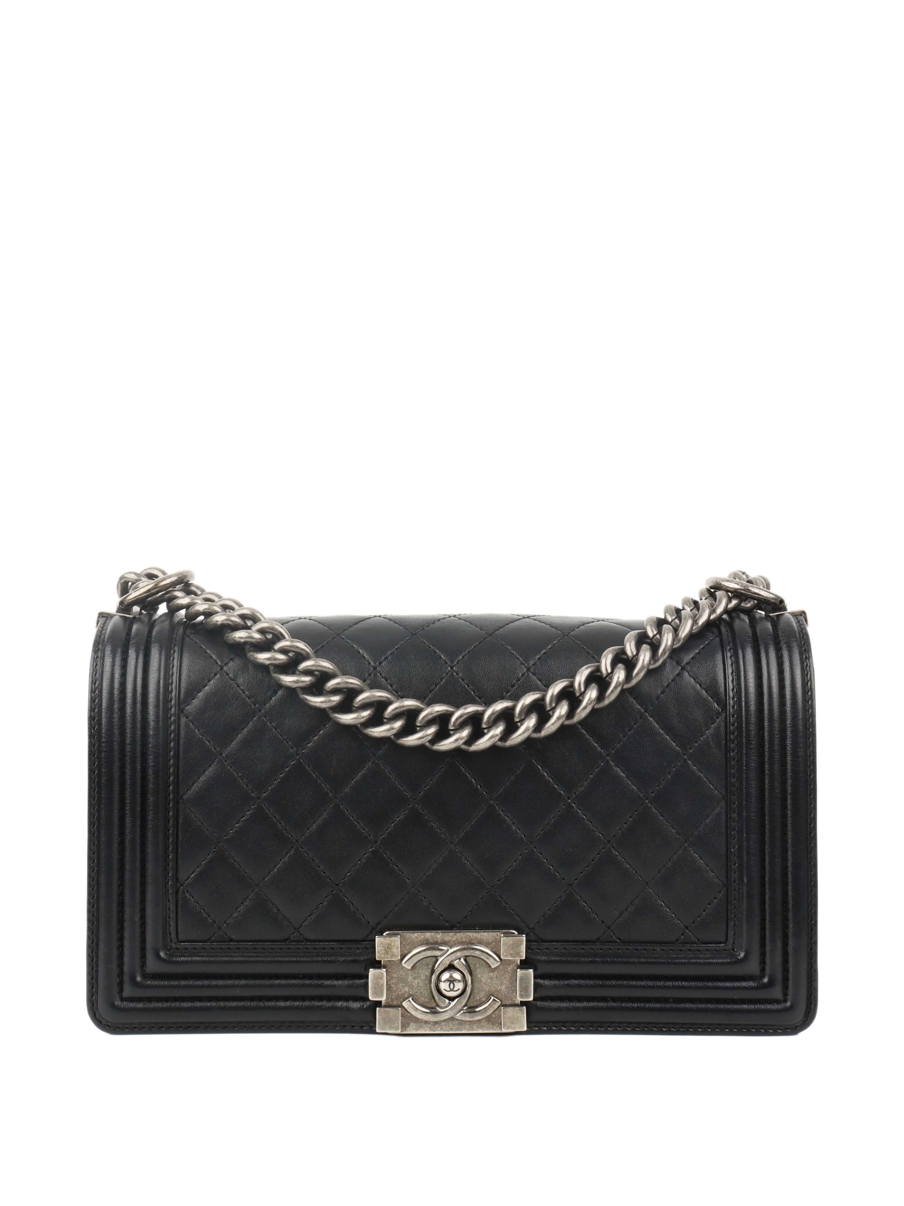 Chanel Black Medium Lambskin Boy Bag.