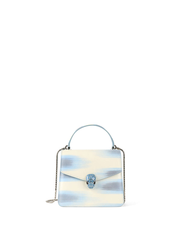 Bvlgari Blue and White Serpenti Forever Leather 2way Bag