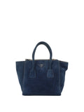 Prada Royal Blue Suede Double Zipped Shoulder Bag.