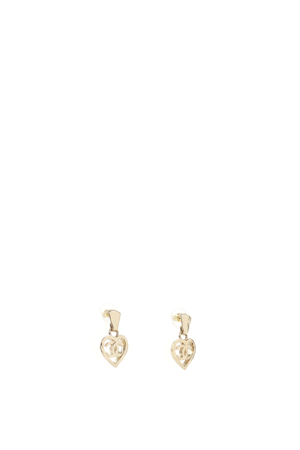 Chanel Light Gold Heart Coco in Love Drop Earring