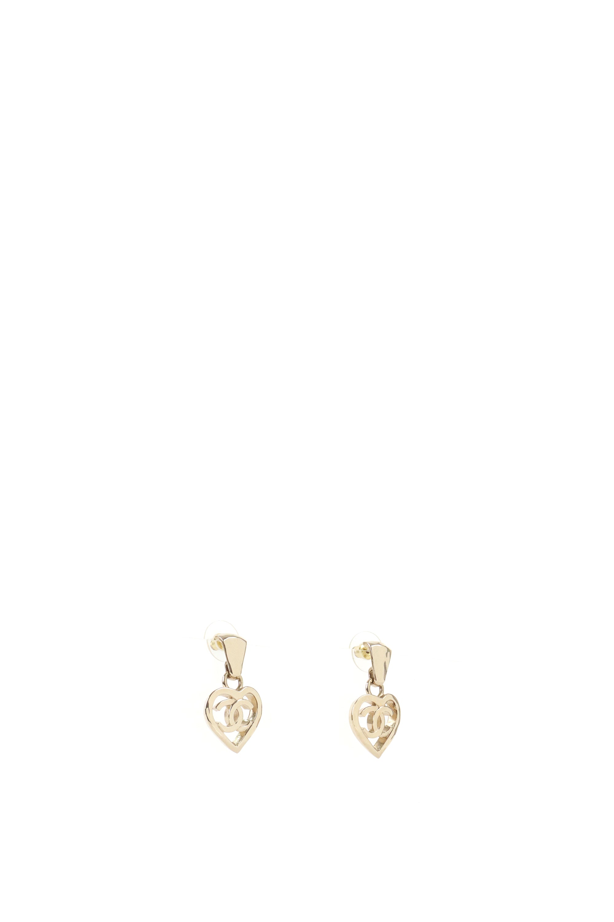 Chanel Light Gold Heart Coco in Love Drop Earring