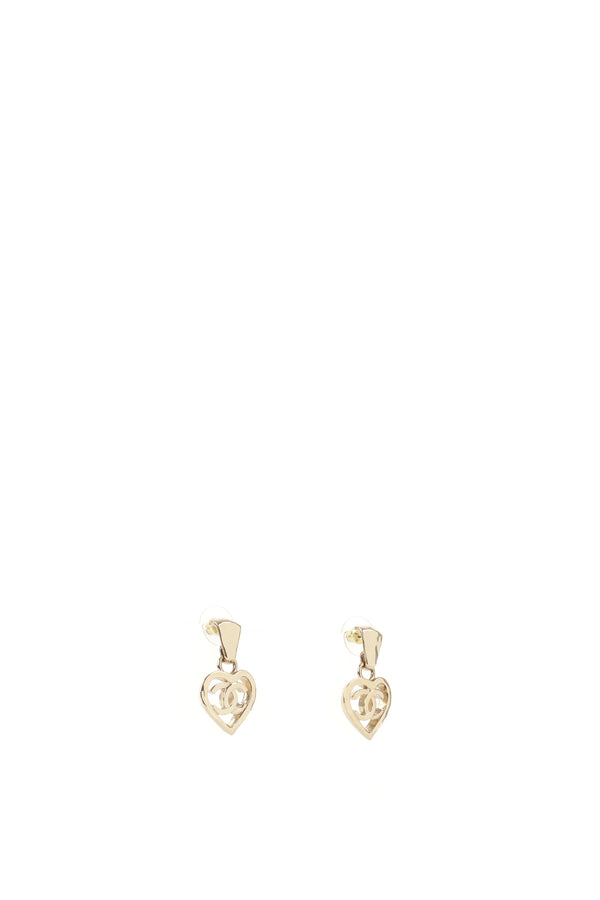 Chanel Light Gold Heart Coco in Love Drop Earring