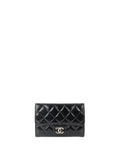 Chanel Black Quilted Patent Leather Flap Wallet