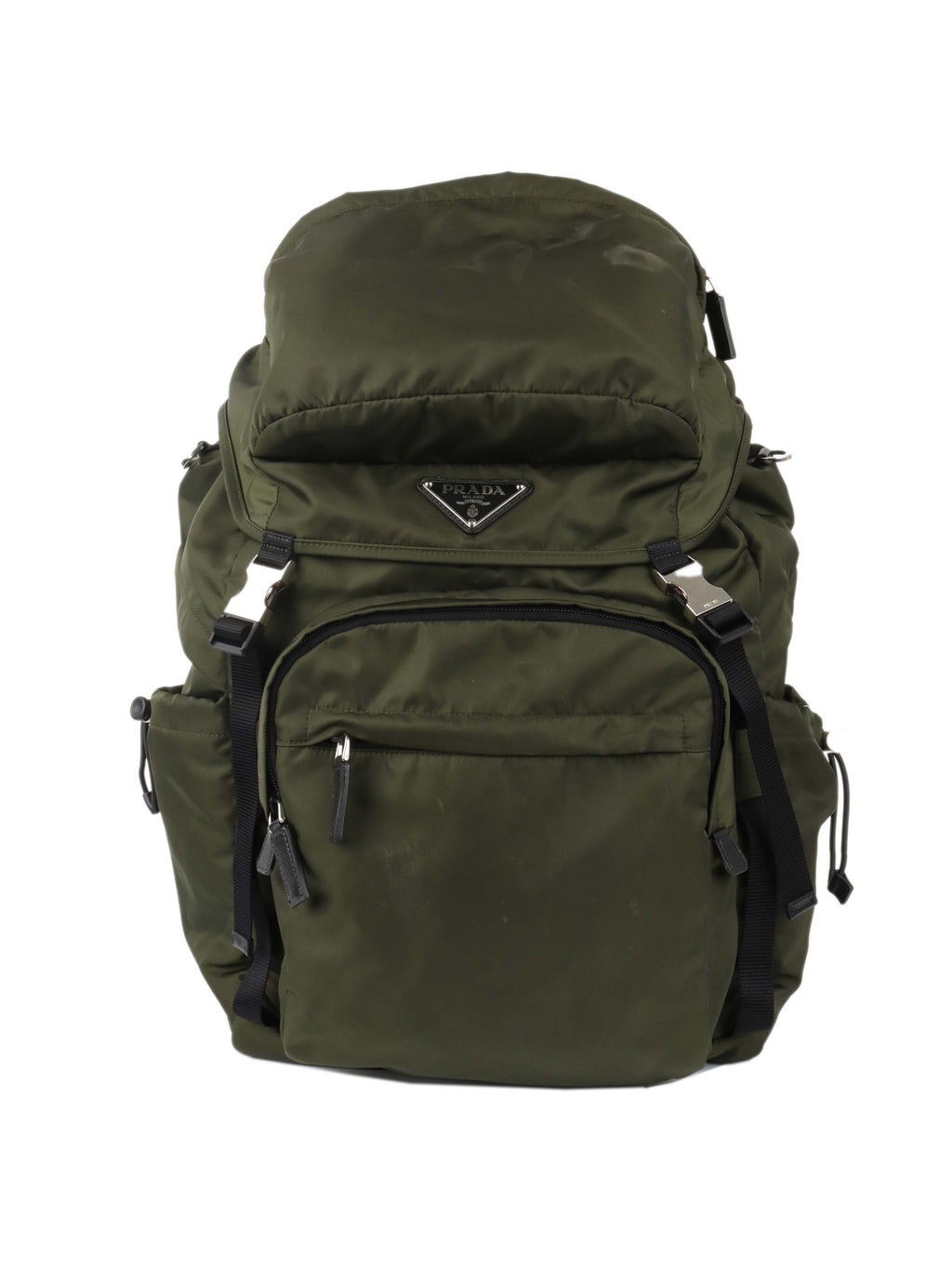 Prada Green Nylon Buckled Backpack.