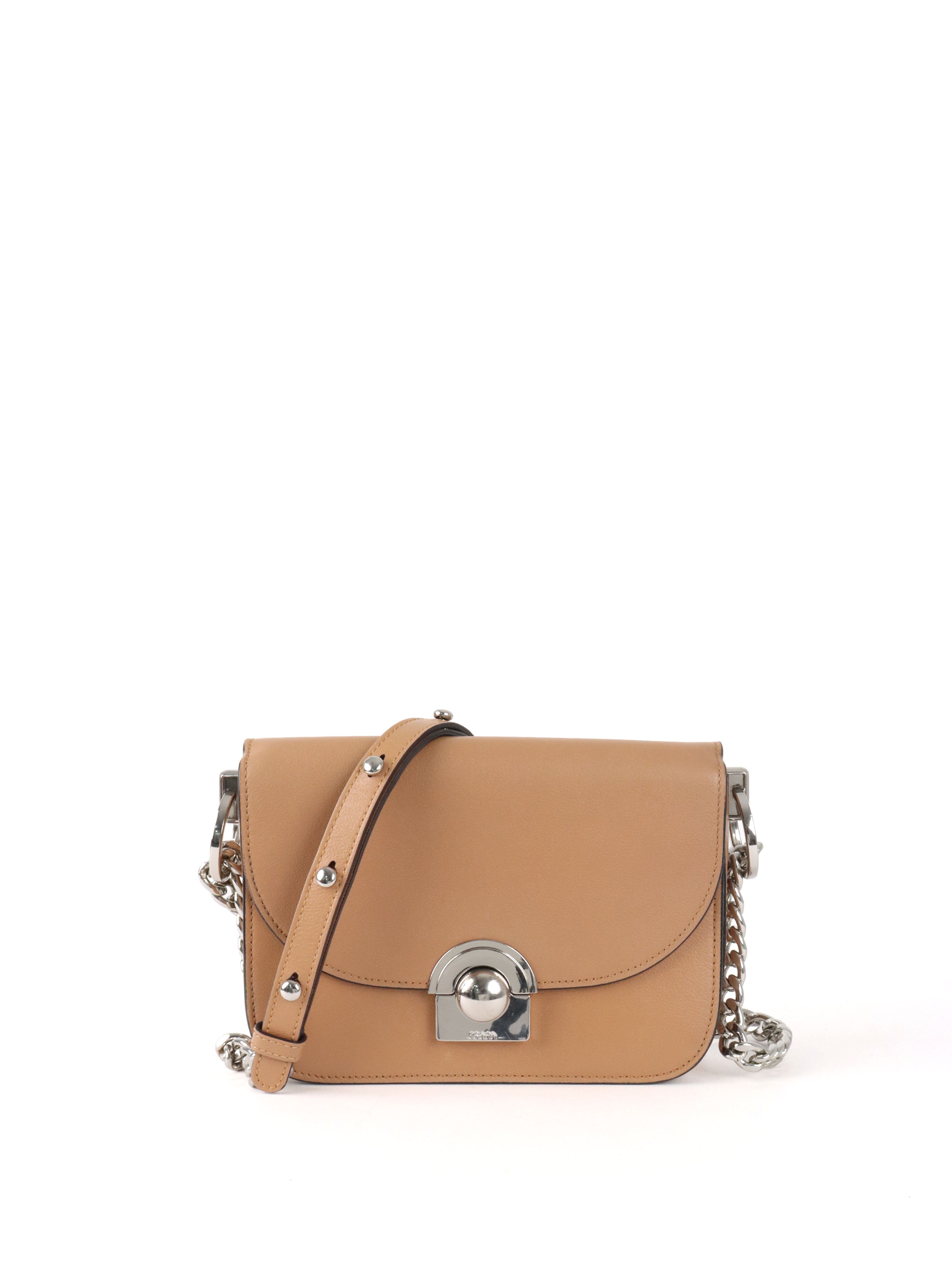 Prada Beige Arcade Chain Crossbody Bag.