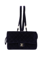 Chanel Vintage Navy Velvet Classic Flap Backpack.