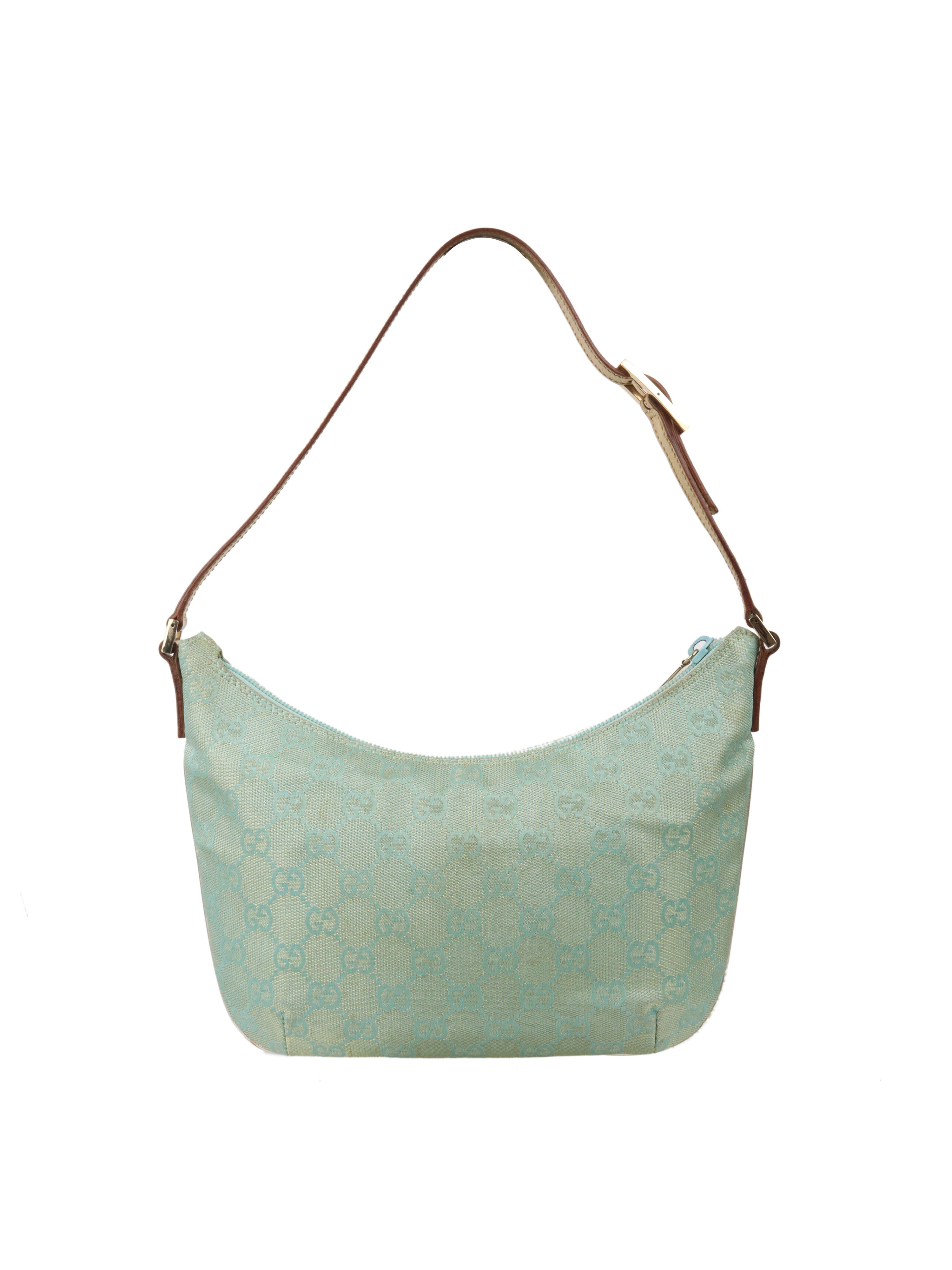 Gucci Vintage Turquoise Crescent Shoulder Bag.