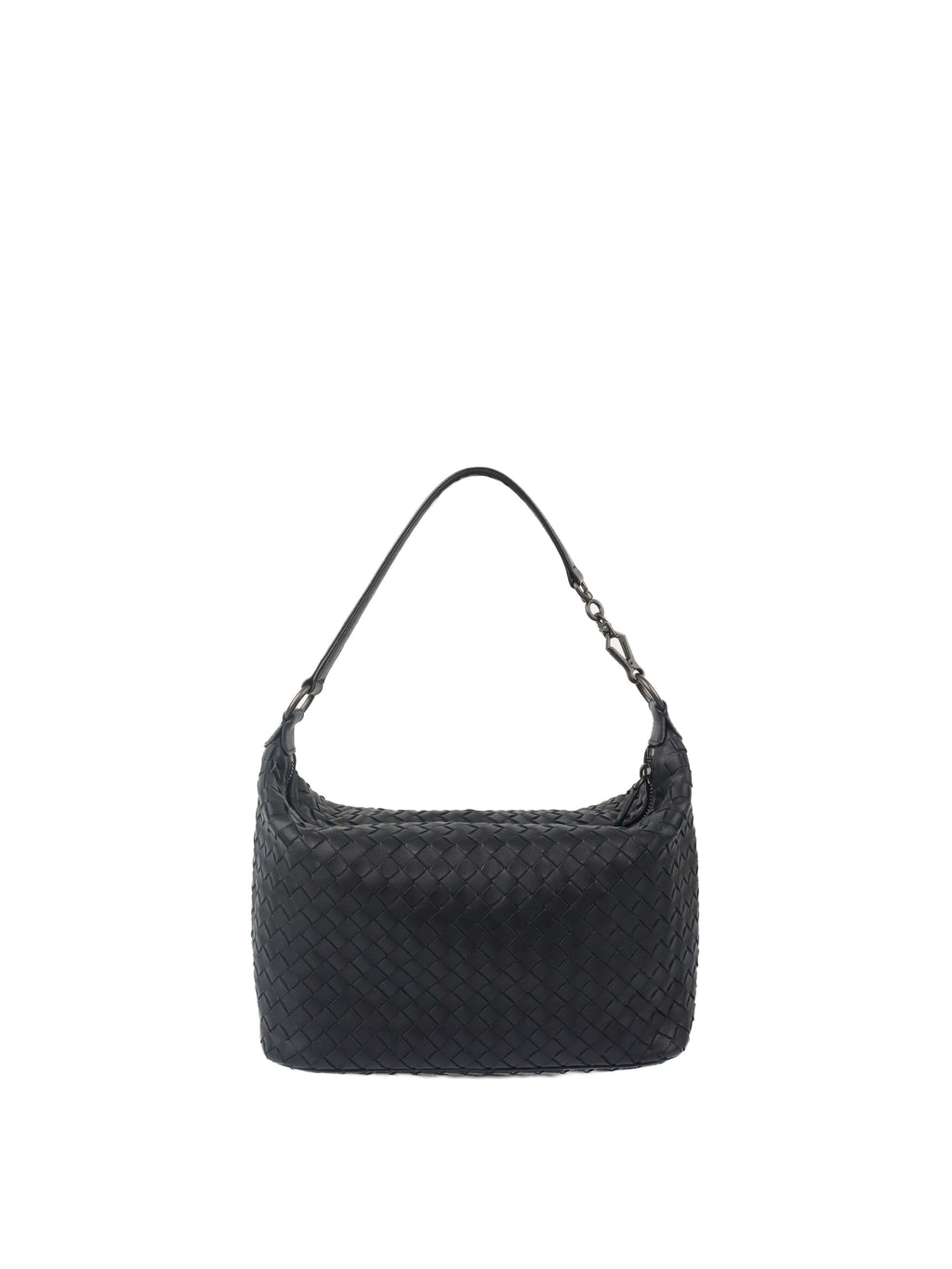 Bottega Veneta Black Intrecciato Woven Small Shoulder Bag.