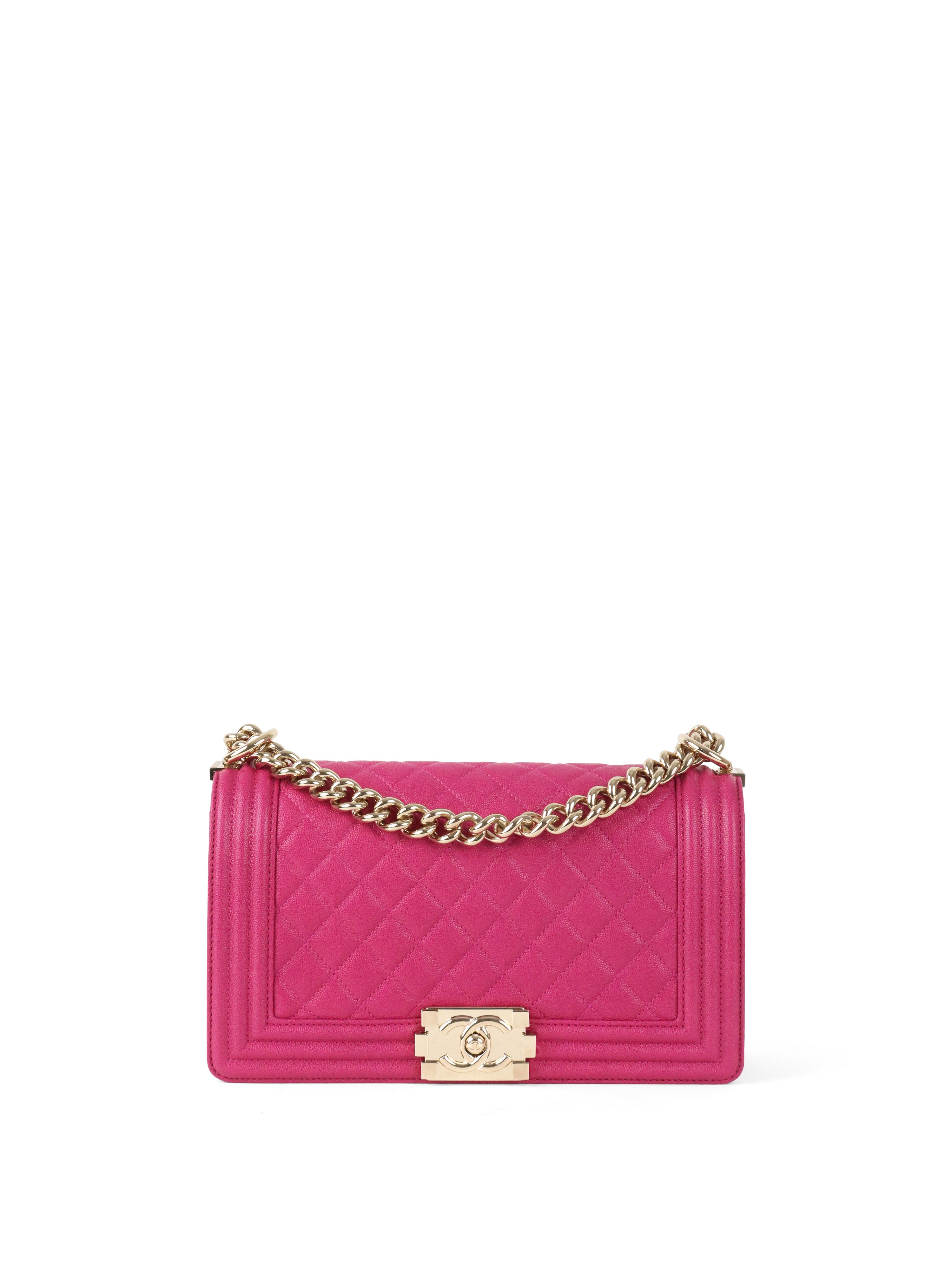 Chanel Berry Pink Medium Caviar Boy Bag LGHW