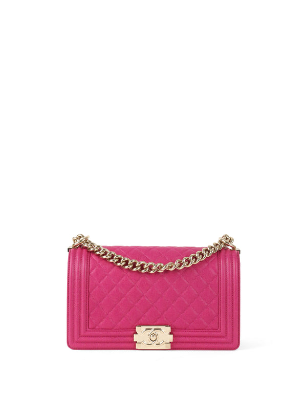 Chanel Berry Pink Medium Caviar Boy Bag LGHW
