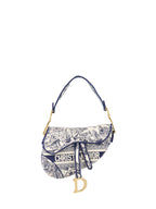 Dior Medium Blue Toile De Jouy Embroidered Saddle Bag