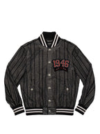 Balmain 1946 Strass Striped Bomber Jacket.