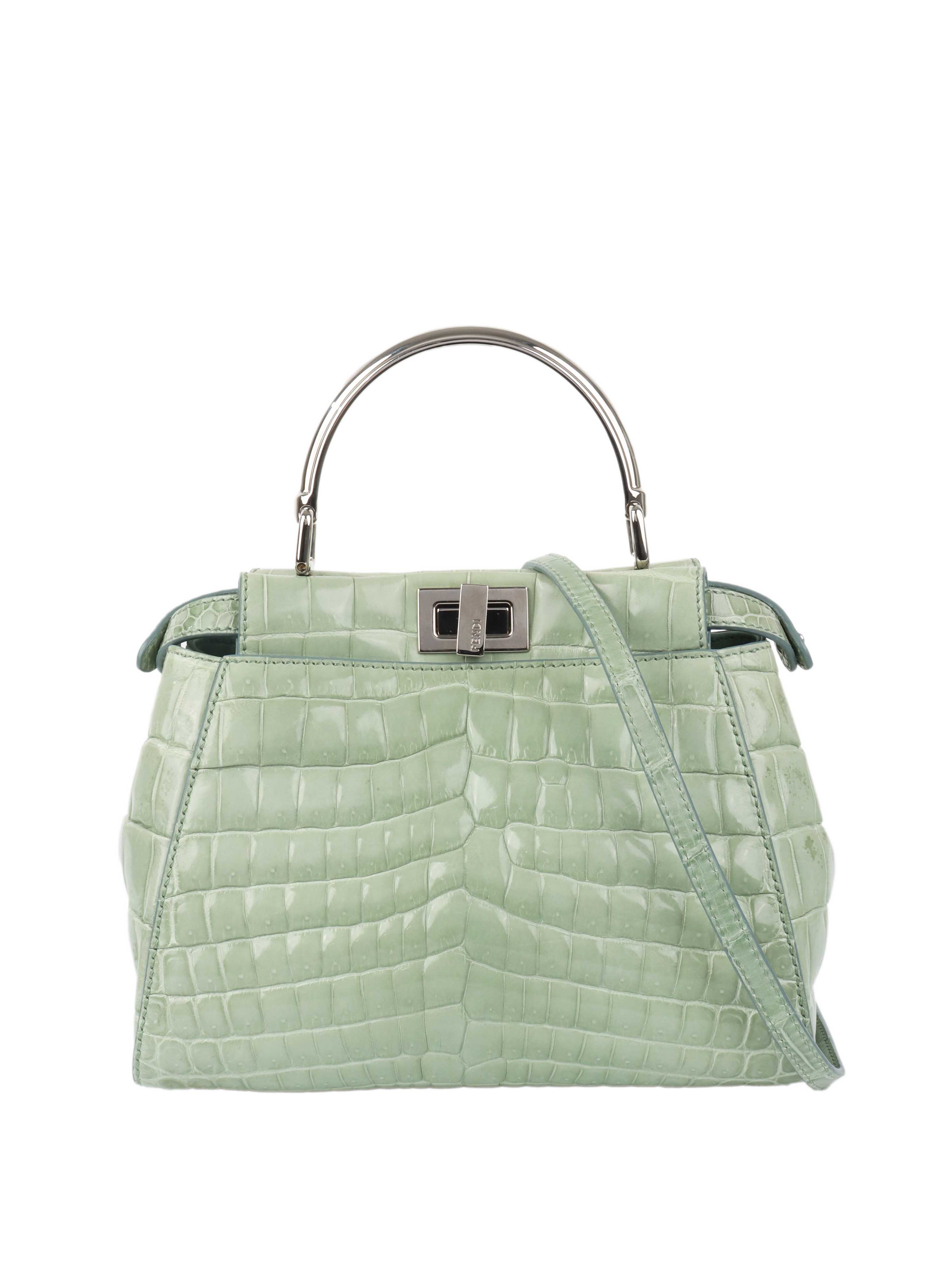 Fendi Peekaboo Crocodile Mini Mint Green