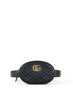 Gucci Black GG Marmont Matelasse Leather Belt Bag.