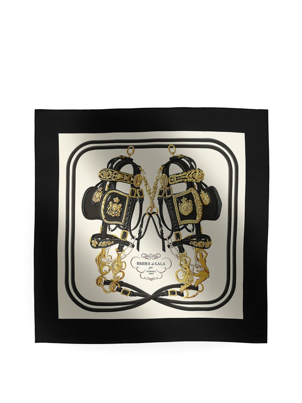 Hermes Noir/Creme/Gold Brides de Gala Forever Scarf 90