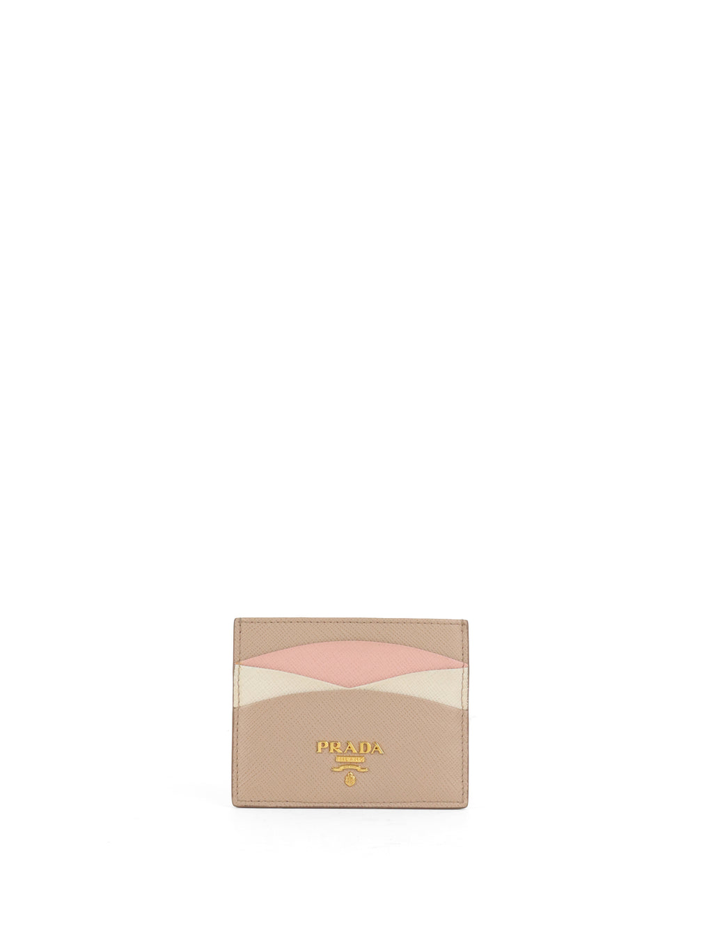 Prada Saffiano Leather Beige/ Pink Card Holder