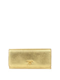 Prada Gold Saffiano Leather Wallet.