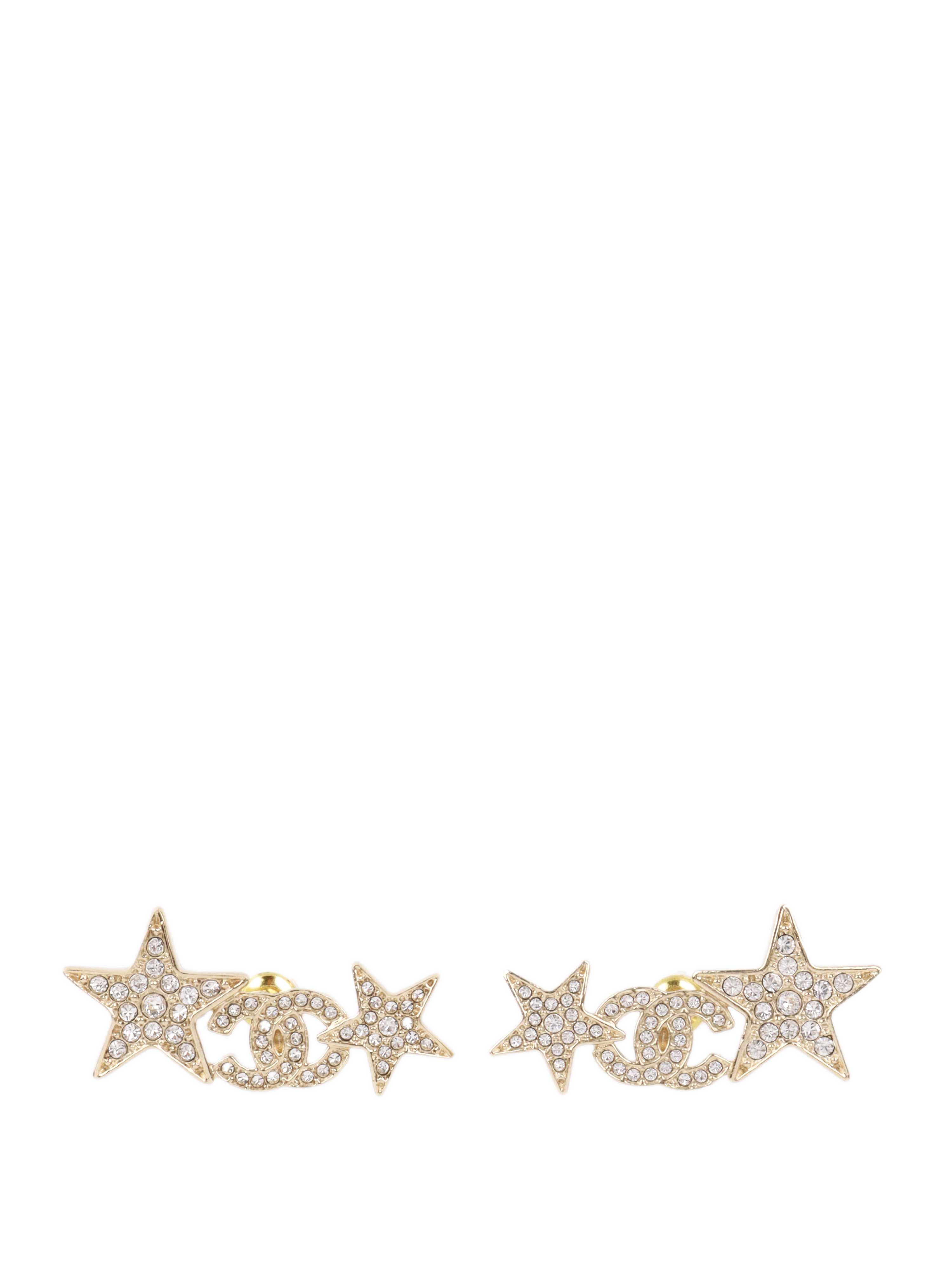 Chanel Gold Crystal Stars and CC Earrings.