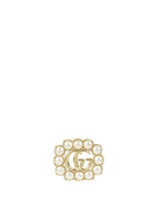 Gucci Metallic GG Pearl-Embellished Brooch.