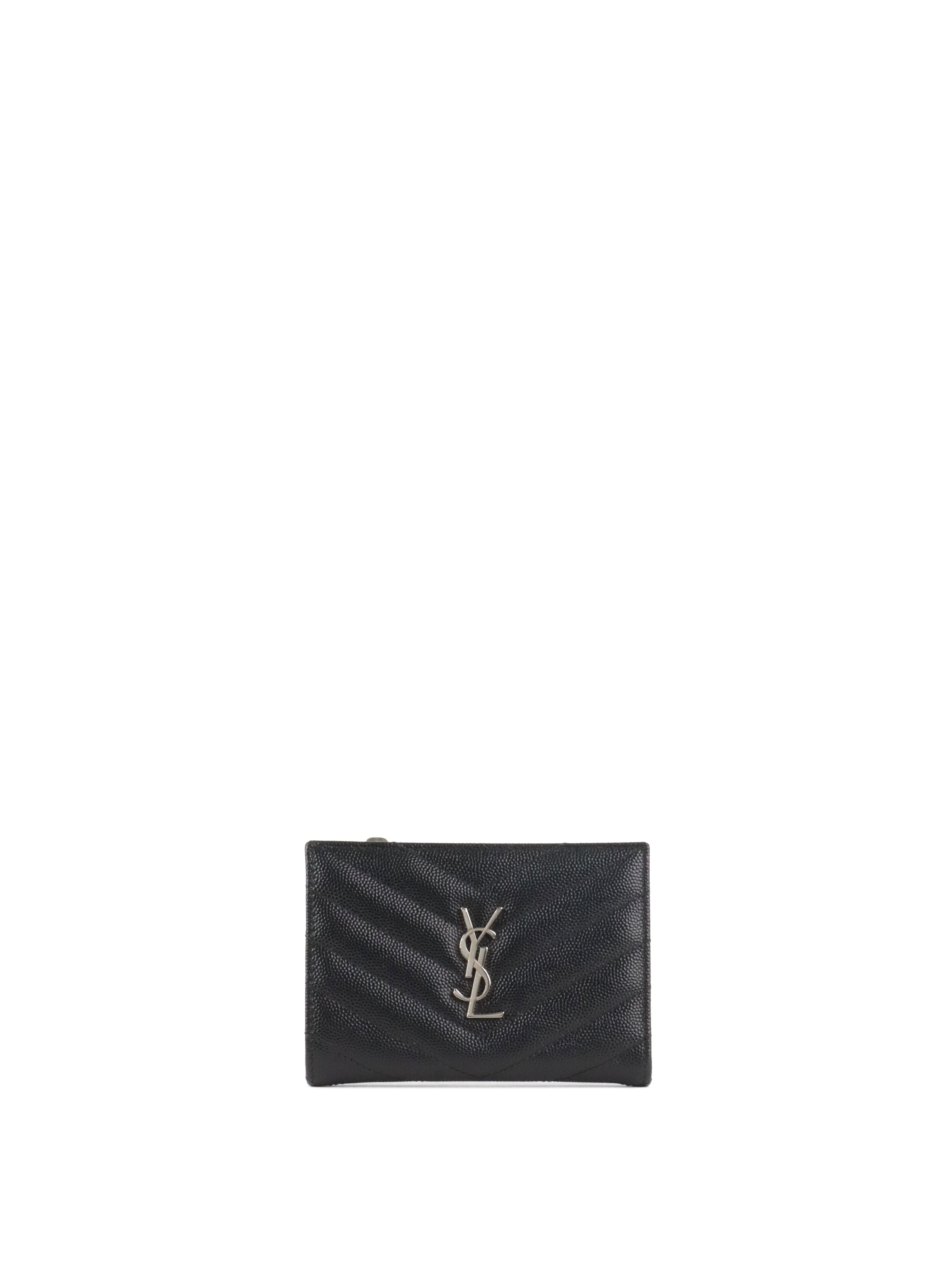 Saint Laurent Zipped Black Leather Wallet SHW