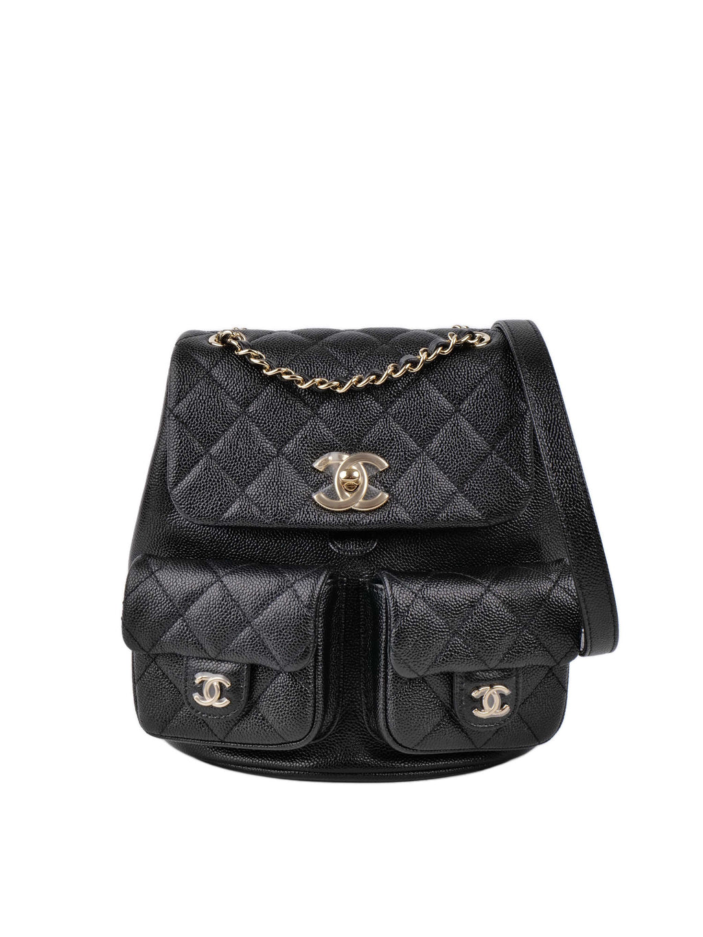 Chanel Black Caviar Duma Backpack.
