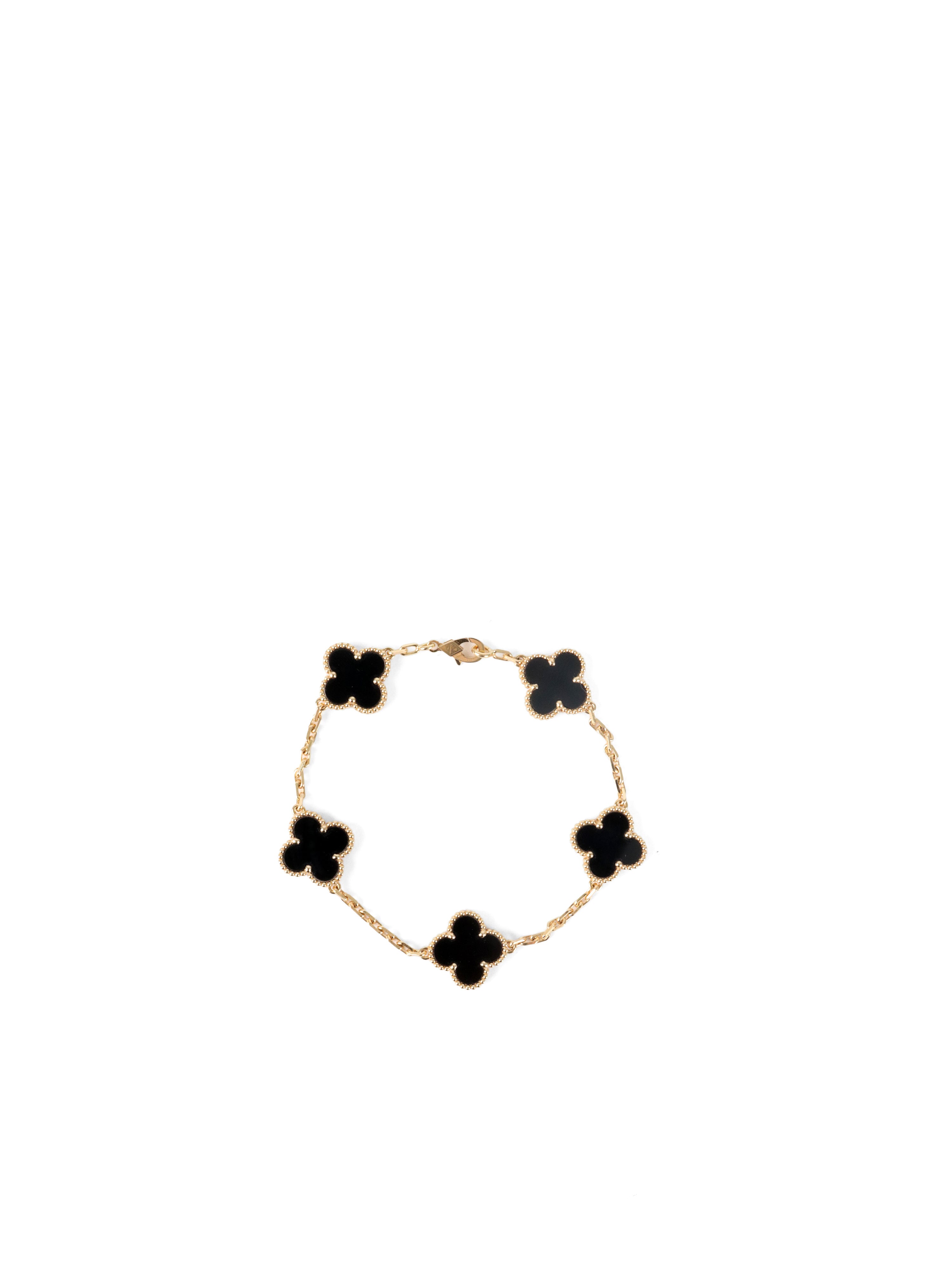 Van Cleef & Arpels Black Onyx Vintage Alhambra Bracelet 5 motifs