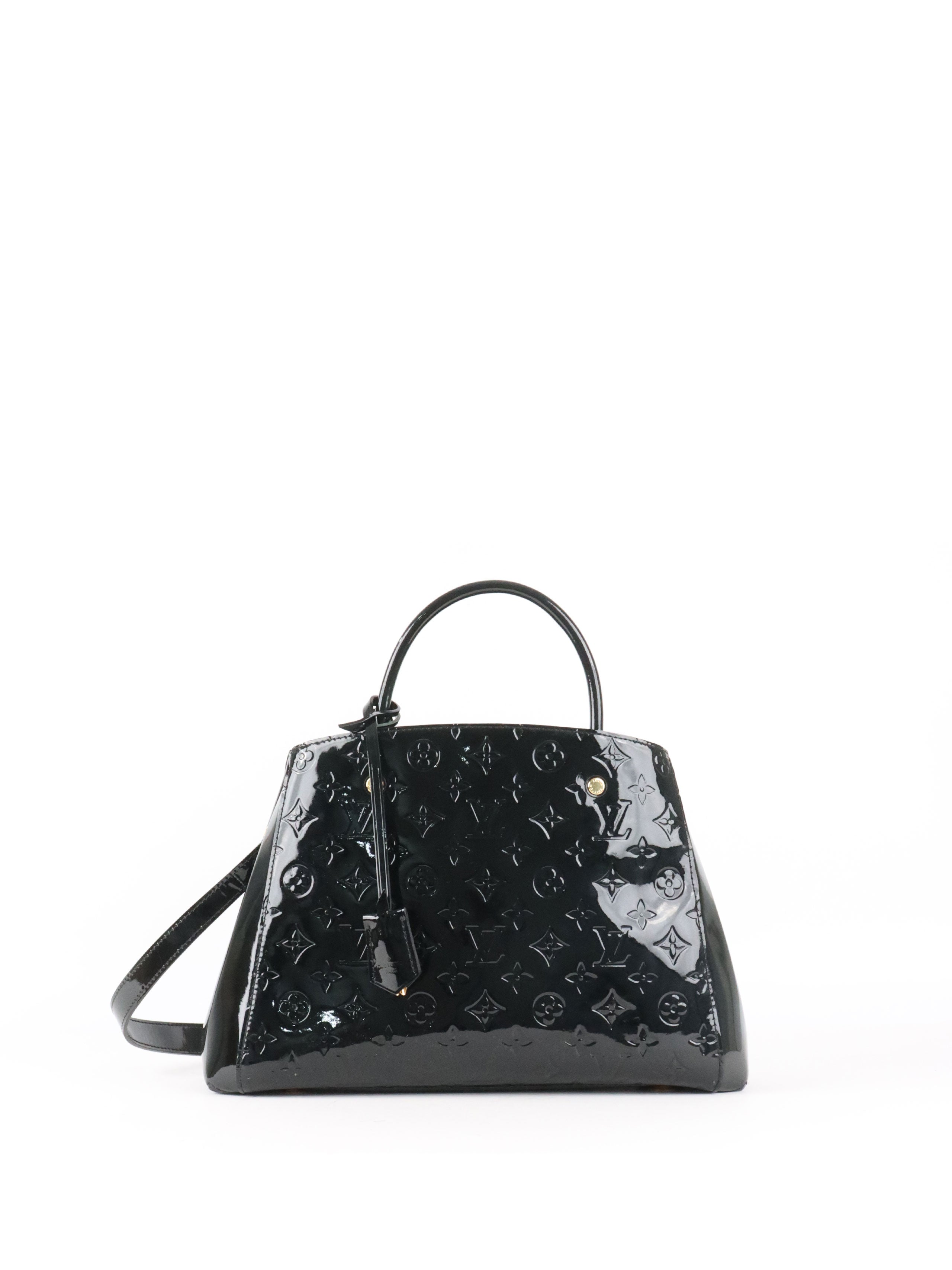 Louis Vuitton Black Monogram Vernis Montaigne MM Satchel Bag