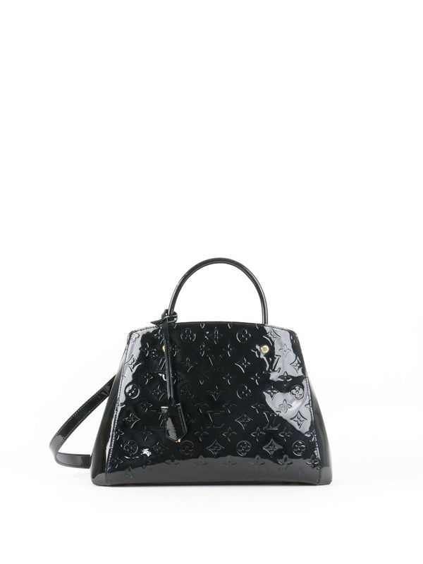 Louis Vuitton Black Monogram Vernis Montaigne MM Satchel Bag